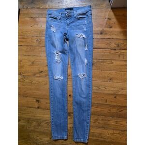 Flying Monkey Platinum‎ Distressed Skinny Jeans Light Wash Denim Womens Size 25